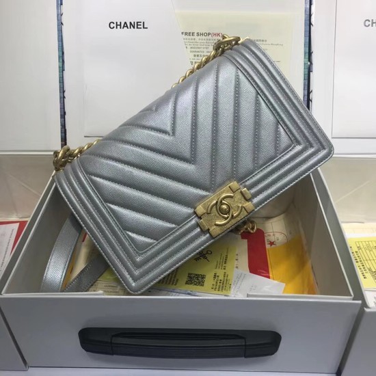High Quality Chanel Leboy Original caviar leather Shoulder Bag V67086 silver gold chain HY19637BH97