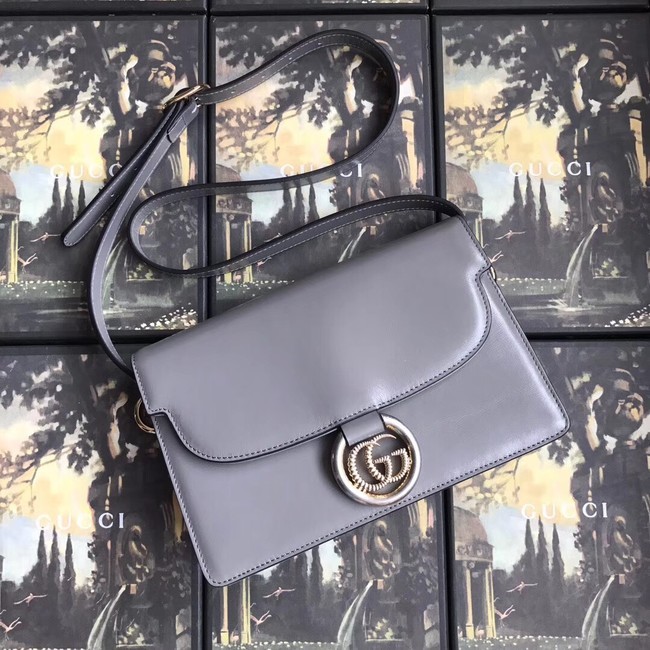 High Quality Gucci GG Original Leather Shoulder Bag 589474 Grey HY14892BH97