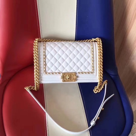 High Quality Imitation Boy Chanel Flap Bag Original Leather B67086 White HY7686Vu82