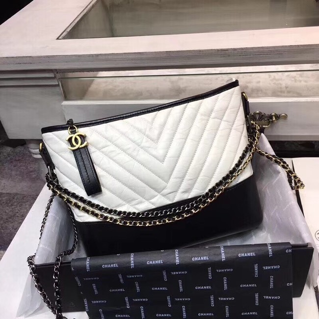 High Quality Imitation CHANEL GABRIELLE Original leather Hobo Bag A93842 white&black HY9876Vu82