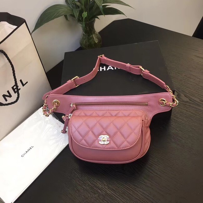 High Quality Imitation Chanel Original Leather Belt Bag Red SA0814 Gold HY10606Vu82