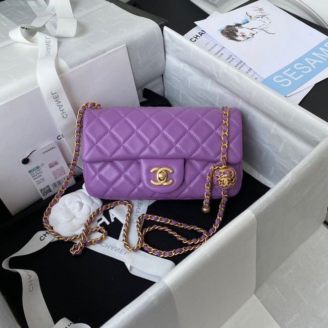 High Quality Imitation Chanel small Flap Bag Original Sheepskin Leather AS1787 purple HY20461Vu82