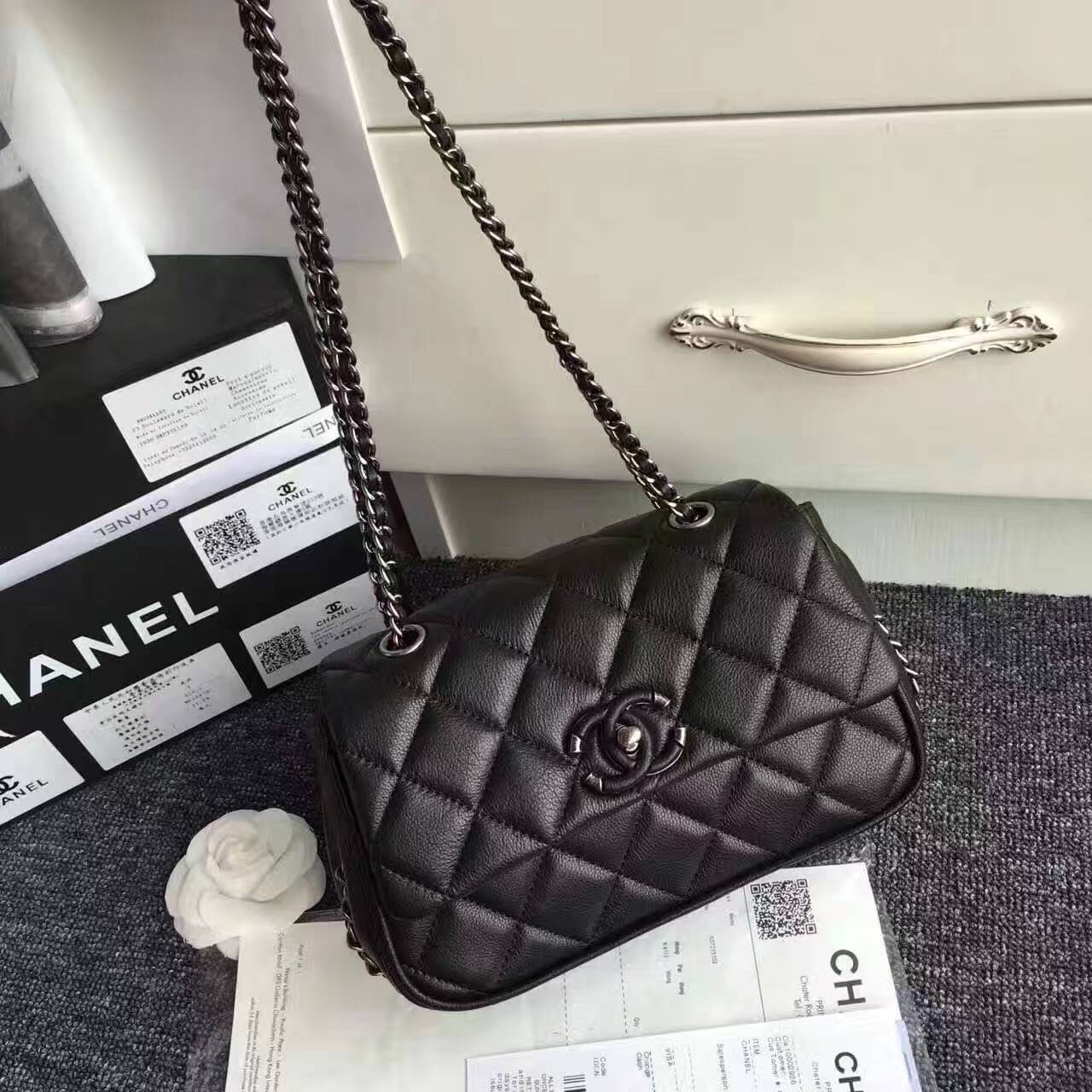High Quality Replica Chanel Classic Top Flap Bag Original Leather A90816 Black HY16249aR54