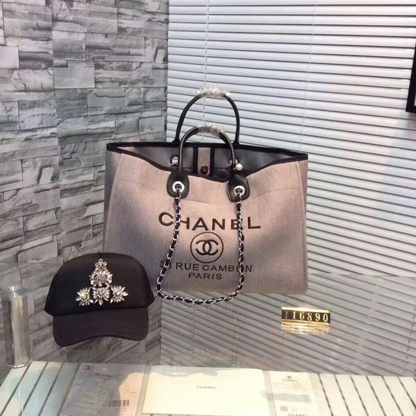 High Quality Replica Chanel Large Canvas Tote Shopping Bag CNA1679 Grey HY189aR54