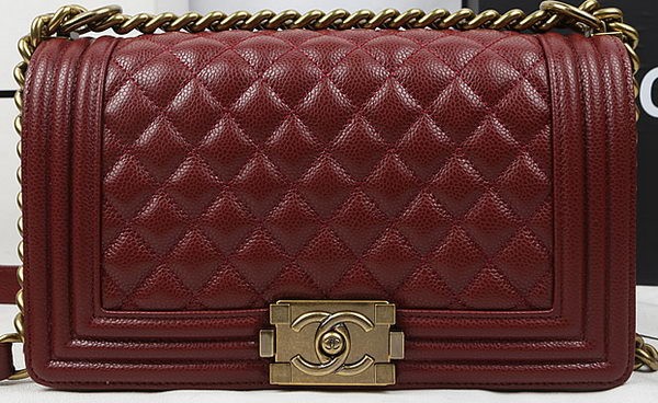 Hot Boy Chanel Flap Bag Original Burgundy Cannage Pattern A67025 Gold HY17714io40