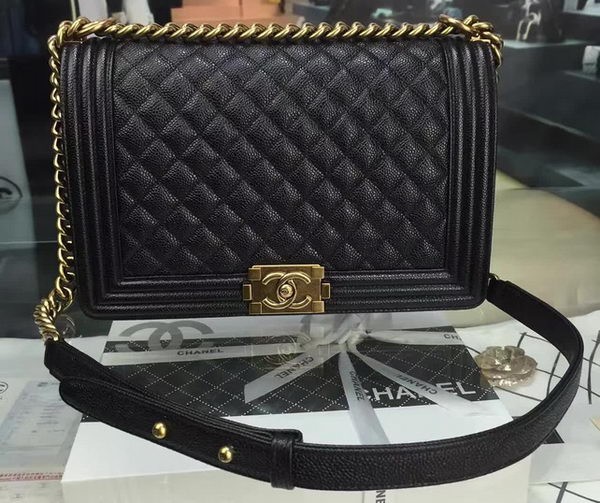 Hot Boy Chanel Flap Bags Original Black Cannage Pattern A67088 Gold HY1289io40