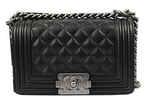Hot Chanel Boy Flap Shoulder Bags Black Original Lambskin Leather A67085 Silver HY19391Nm85
