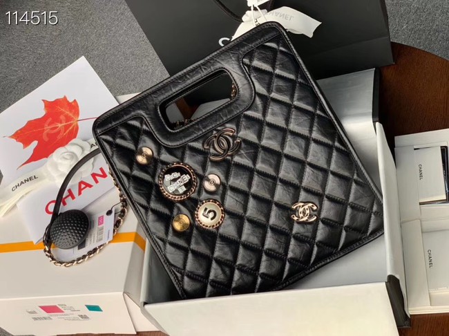 Hot Chanel Original Soft Leather Bag & Gold-Tone Metal AS1431 black HY17566Nm85