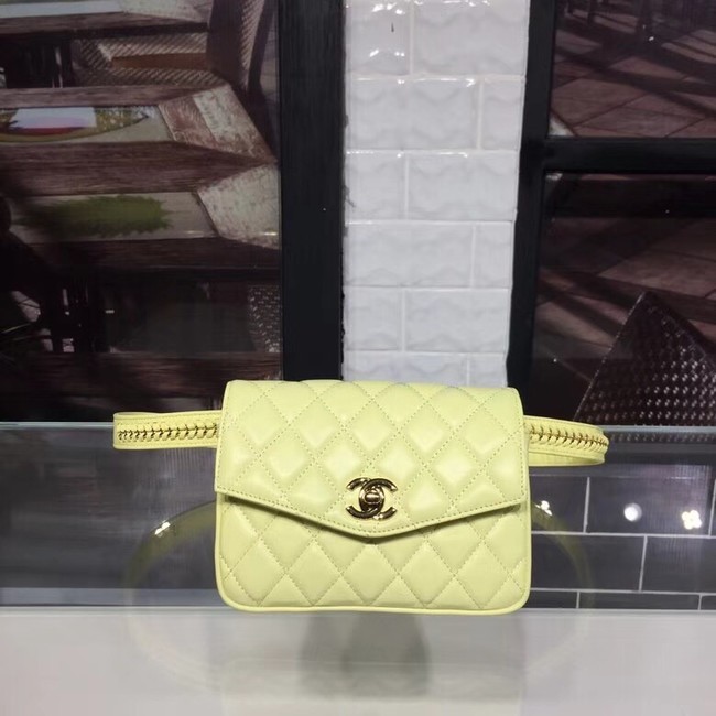 Imitation 1:1 Chanel Original waist pack Sheepskin 4771 lemon HY19838LT32