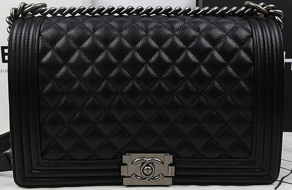 Imitation AAA Boy Chanel Flap Bags Original Black Cannage Pattern A67088 Silver HY9503kf15