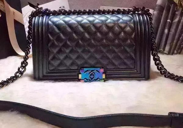 Imitation AAA Boy Chanel Flap Shoulder Bag Original Leather A67086 Black HY10233kf15