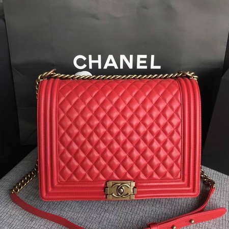 Imitation AAA Boy Chanel Flap Shoulder Bag Red Original Sheepskin Leather A67087 Gold HY8613RP55