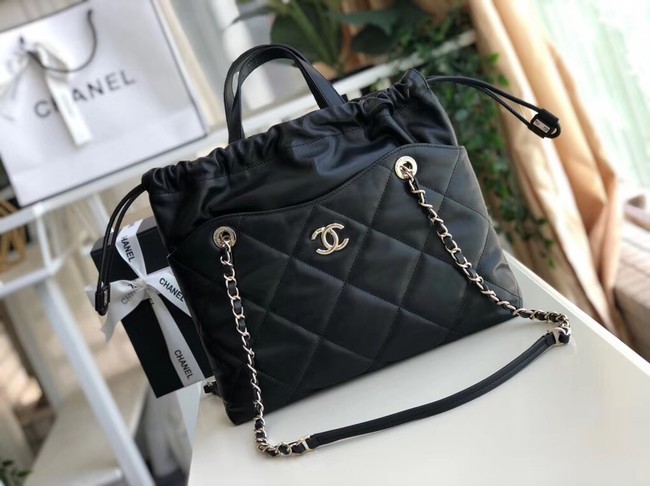Imitation AAA Chanel Classic Sheepskin Leather Shopping bag AS0985 black HY24673RP55