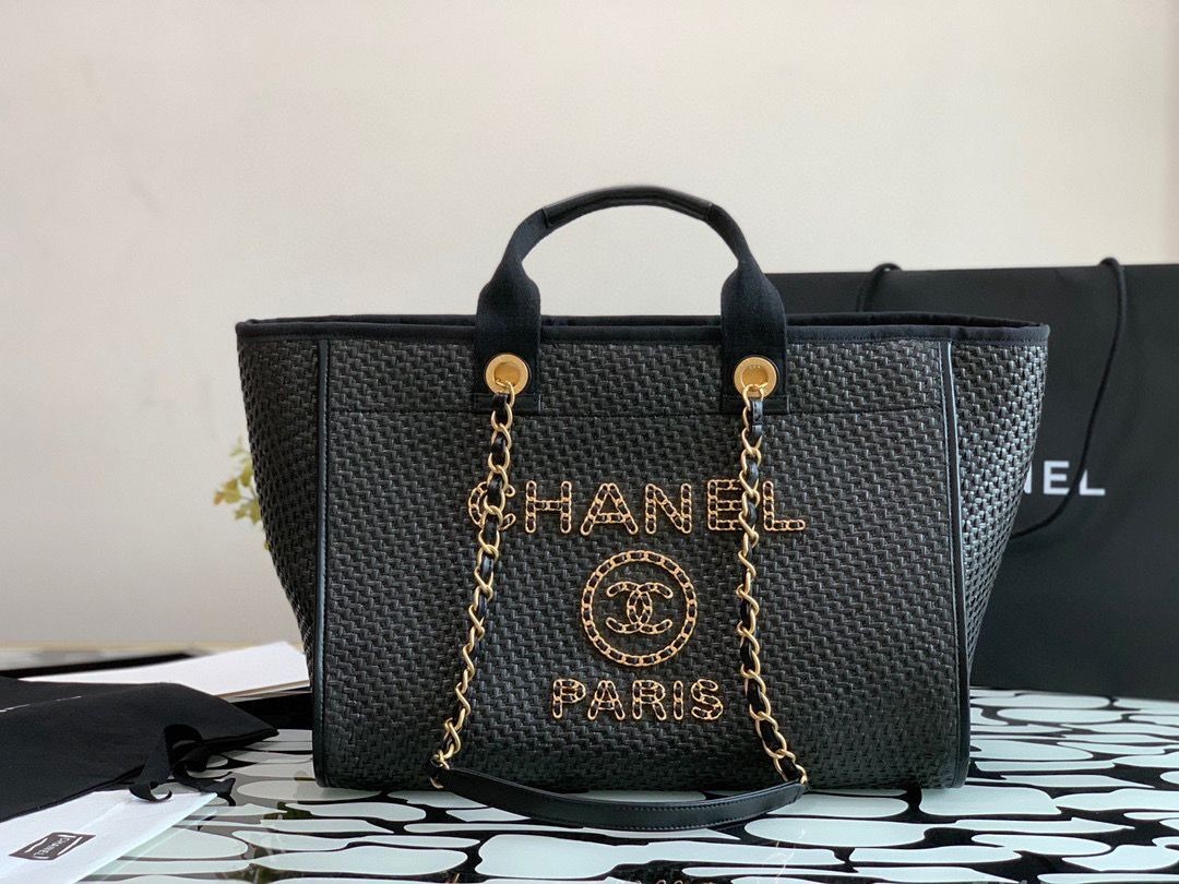 Imitation AAA Chanel Large Weave Shopping Bag A66942 Black HY20453kf15