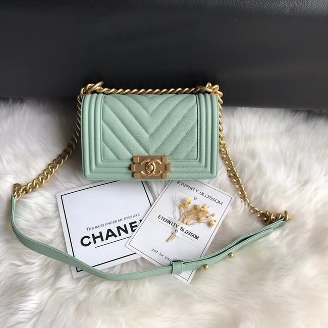 Imitation AAA Chanel Leboy Original Caviar leather Shoulder Bag A67085 Light green gold chain HY6058RP55