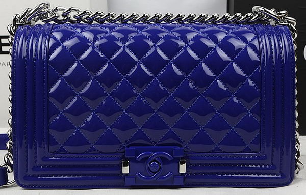Imitation Boy Chanel Flap Bag Original Patent Leather A67025 Blue HY3990zn33