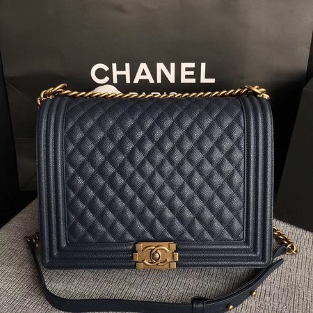 Imitation Boy Chanel Flap Shoulder Bag Blue Original Cannage Pattern A67087 Gold HY25023AI36