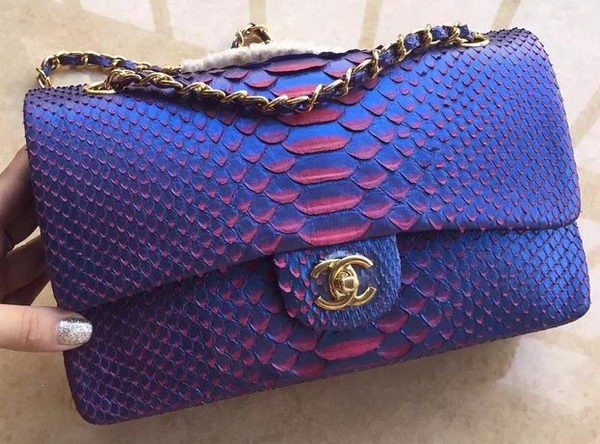 Imitation Chanel 2.55 Series Flap Bags RoyalBlue Original Python Leather A1112SA Gold HY13116sJ18