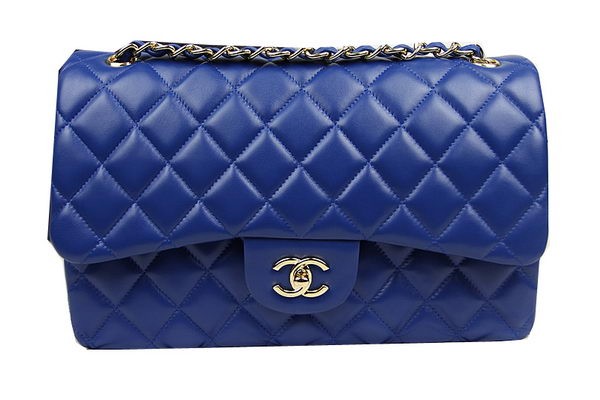 Imitation Chanel Classic Flap Bag Blue Original Leather CF1113 Gold HY25939lH78