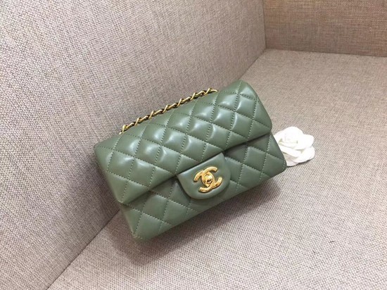 Imitation Chanel Classic MINI Flap Bag original Sheepskin Leather A1116 green gold chain HY11678Ug88