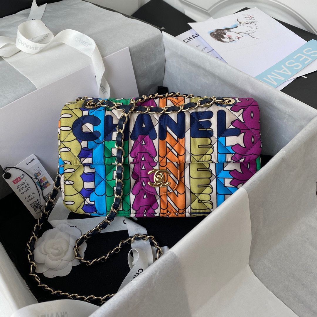 Imitation Chanel Colored letters Flap bag AS2897 Rainbow Print HY6990Nj42