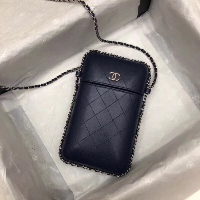Imitation Chanel Flap Original Mobile phone bag 55699 dark blue HY3527Oz49