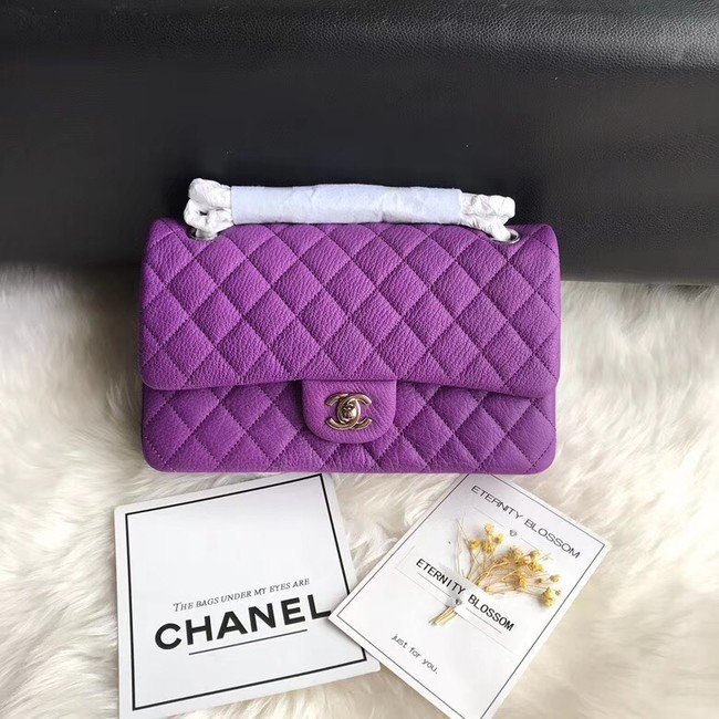 Imitation Chanel Flap Shoulder Bag Original Deer leather A1112 purple silver chain HY6729Fo38