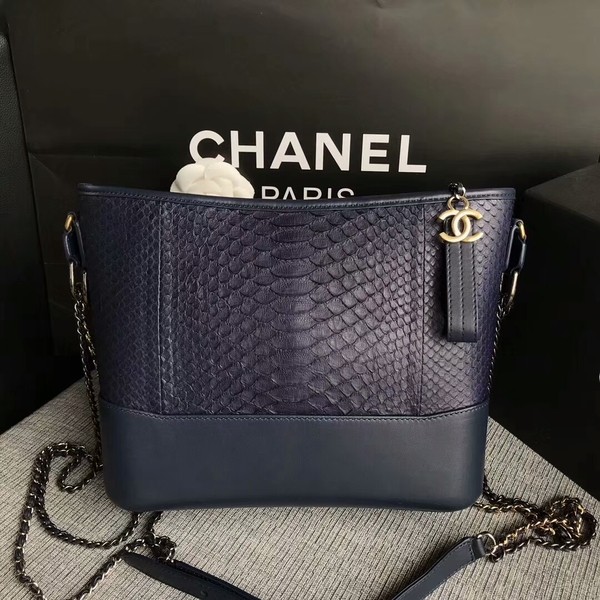 Imitation Chanel Gabrielle Shoulder Bag Original Python Leather A93842 Blue HY24840Za30