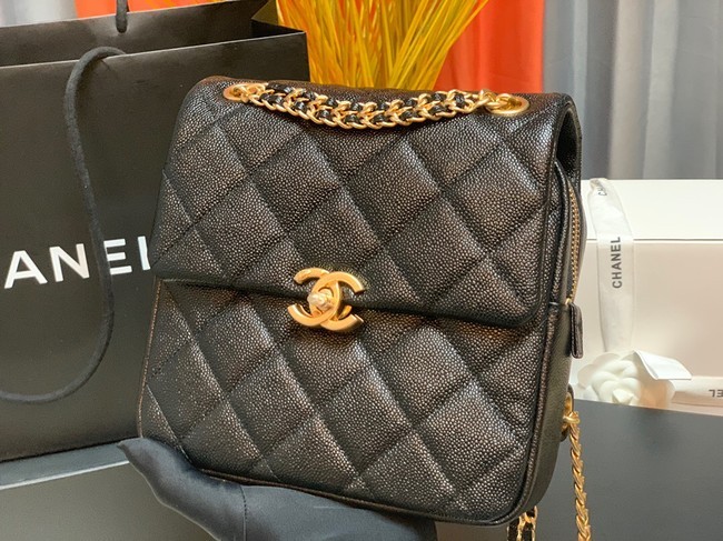 Imitation Chanel Grained Calfskin Backpack Original Leather AS3108 black HY9894SU87