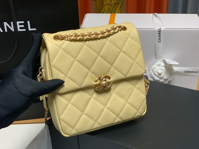 Imitation Chanel Grained Calfskin Backpack Original Leather AS3108 yellow HY23712SU58
