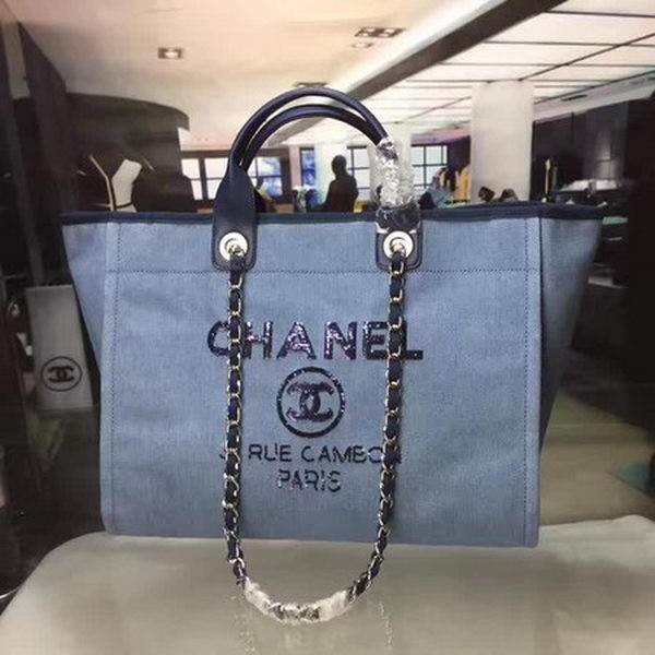 Imitation Chanel Large Canvas Tote Shopping Bag A1679 Blue HY14635QN34