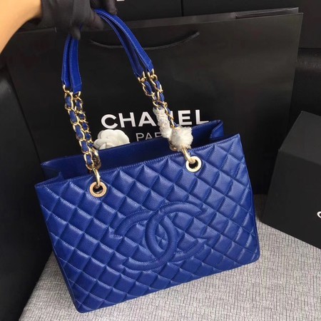 Imitation Chanel LE Boy Grand Shopping Tote Bag GST Blue Cannage Pattern A50995 Gold HY2758AI36