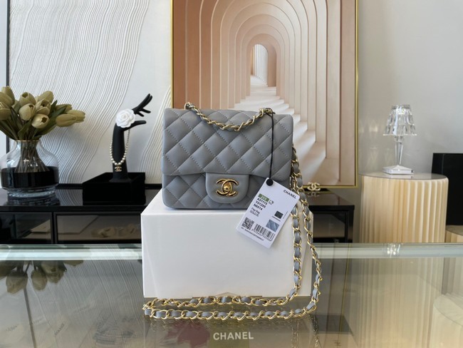 Imitation Chanel MINI Flap Bag Original Sheepskin Leather 1115 gray HY8300SU34