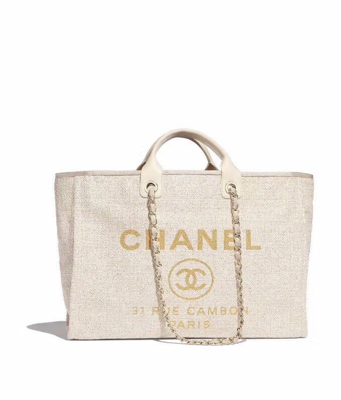 Imitation Chanel Original Canvas Leather Tote Shopping Bag 92298 Offwhite HY14952SU58