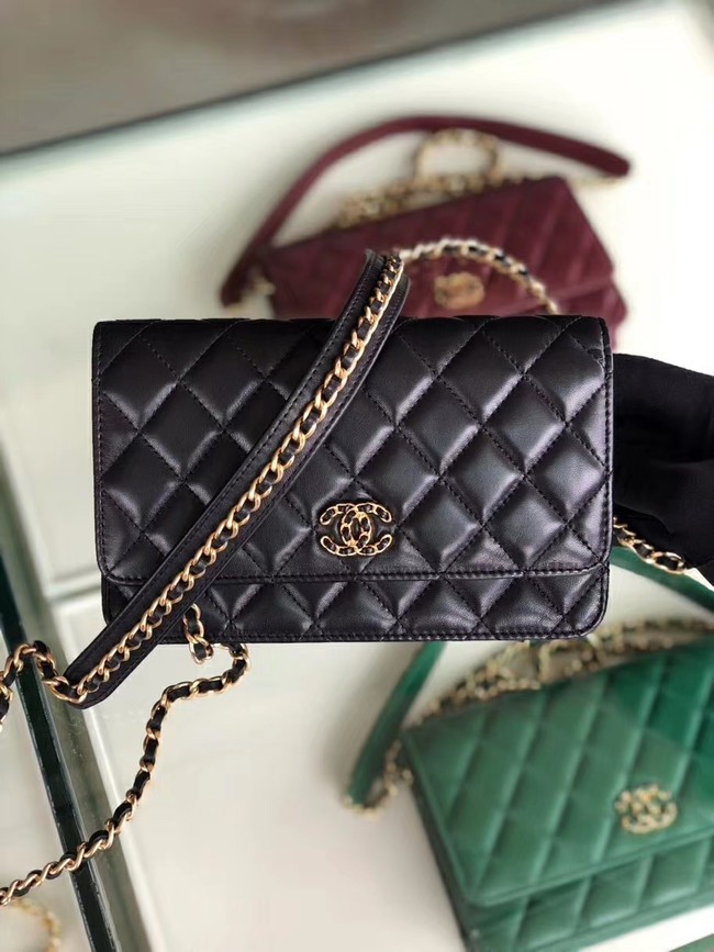 Imitation Chanel Original Leather Chain Wallet AP0724 black HY21275EY79