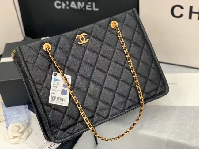 Imitation Chanel Original Leather Shopping Bag AS2360 black HY6926VO34