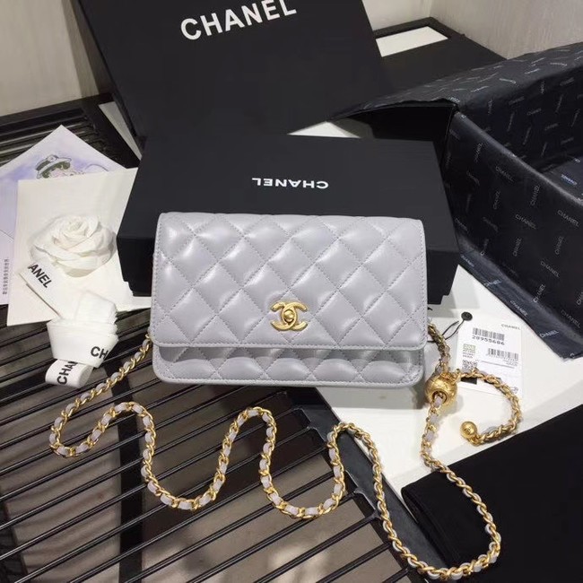 Imitation Chanel Original Small classic Sheepskin flap bag AS33814 light grey HY6545zn33