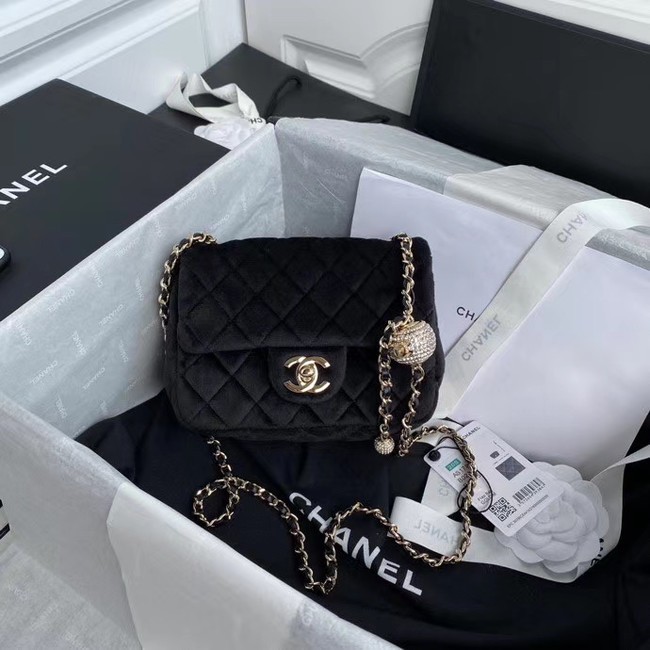 Imitation Chanel Original Small velvet flap bag AS1115 black HY26620zn33