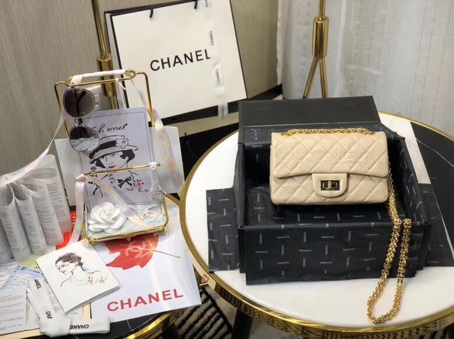 Imitation Chanel Shoulder Bag Original Leather Off White AS0874 Gold HY2181VO34