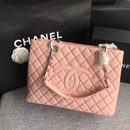 Imitation Cheap Chanel LE Boy Grand Shopping Tote Bag GST Pink Cannage Pattern A50995 Silver HY18998fV17