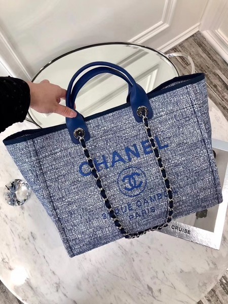 Imitation Cheap Chanel Original Canvas Leather Tote Shopping Bag 92298 Blue HY1113fV17