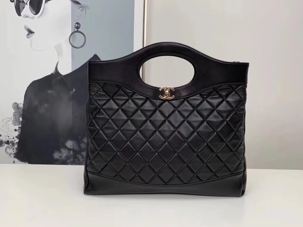 Imitation Fashion CHANEL 31 Large Shopping Bag b57978 black HY10159kd19