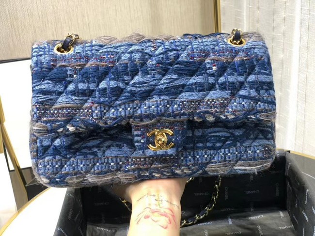 Imitation Fashion Chanel Original flap bag Twill soft A01112 blue HY16364kd19