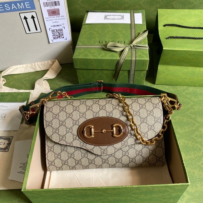 Imitation Gucci canvas Horsebit 1955 small bag 677286 brown HY10211VO34