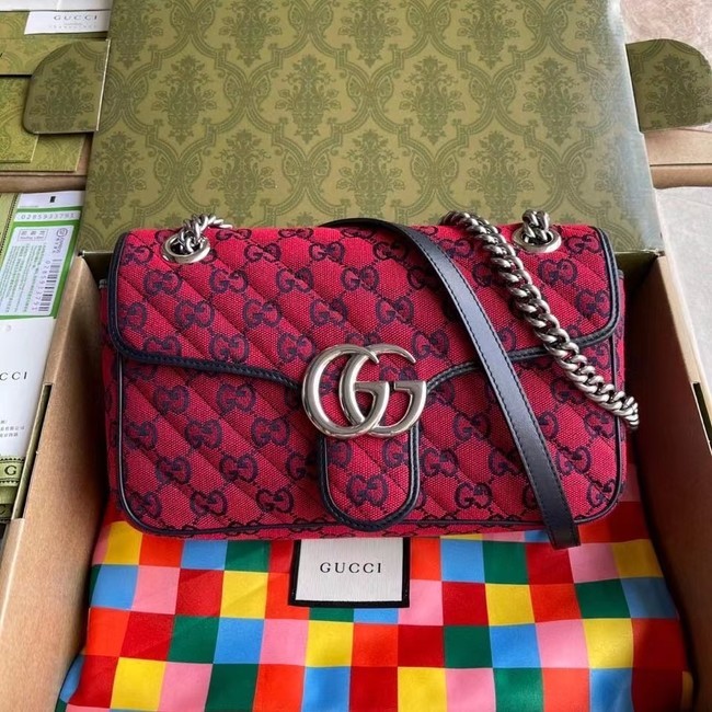 Imitation Gucci GG Marmont multicolor small shoulder bag 443497 red HY23780Nj42