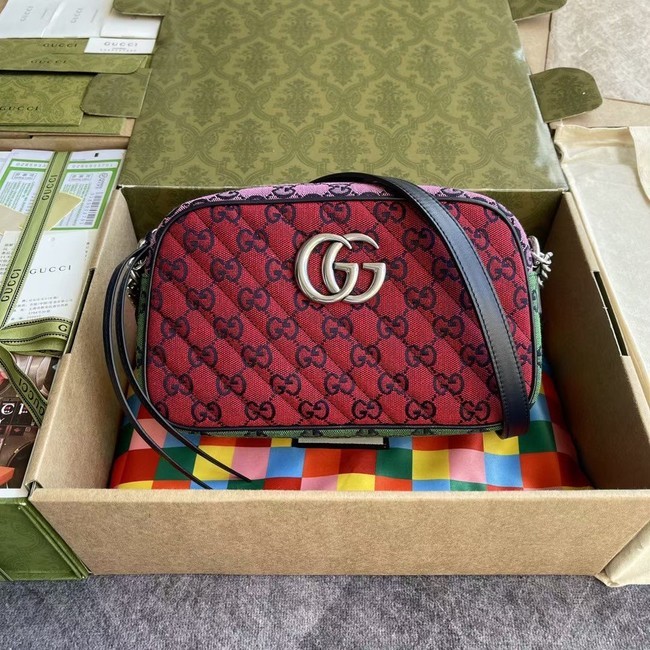 Imitation Gucci GG Marmont Multicolor small shoulder bag 447632 red&yellow&green& powder HY2590QN34