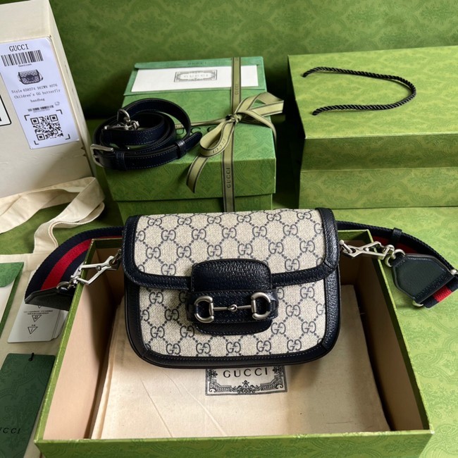 Imitation Gucci Horsebit 1955 GG mini bag 658574 blue HY14505SU34