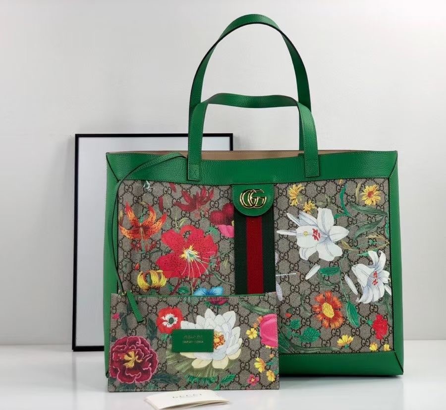 Imitation Gucci Ophidia series GG flower medium shopping bag 547947 green HY18955zn33