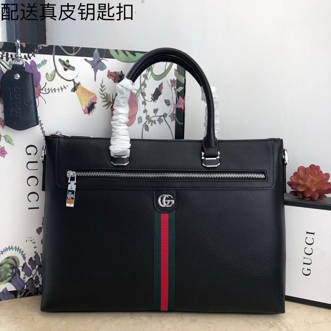 Imitation Gucci Original Leather GG Briefcase Bag G78945 Black HY21805SU34