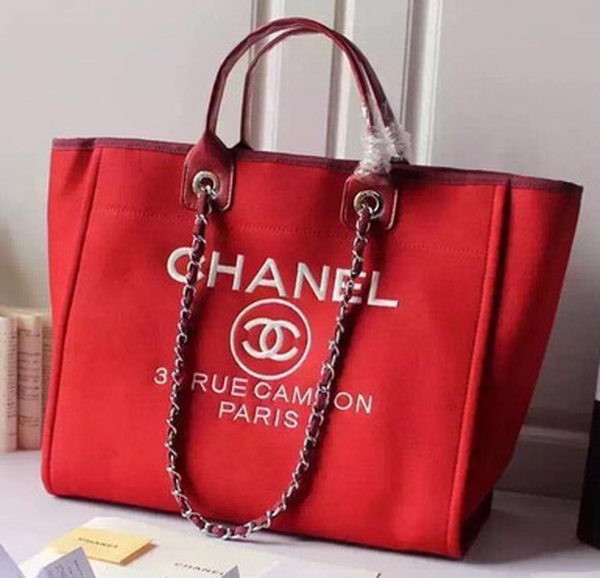 Imitation High Quality Chanel Large Canvas Tote Shopping Bag A5002 Red HY23163Bo39